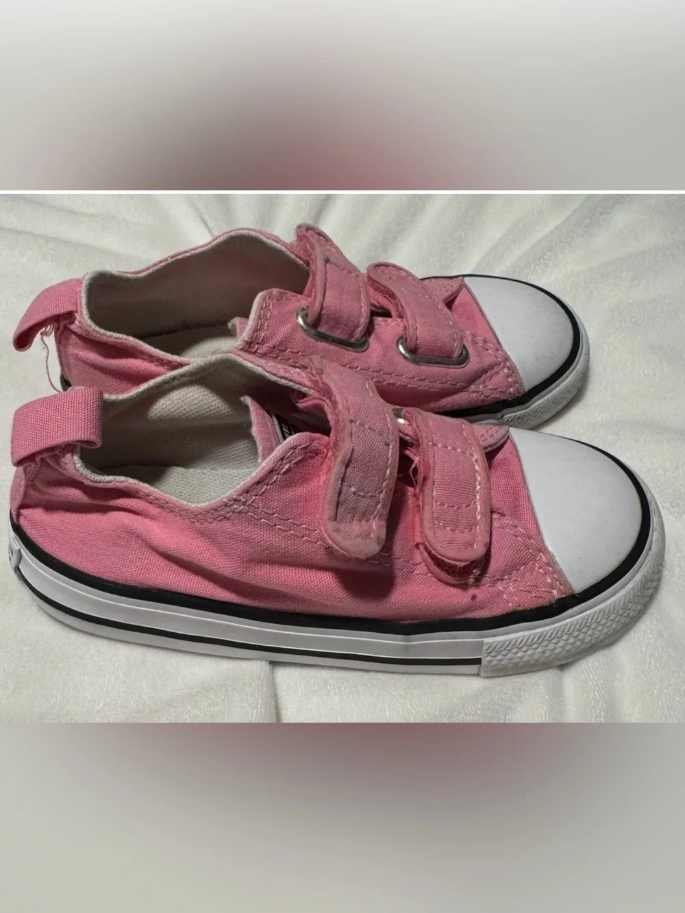 Converse Kids Pink Double-Strap Canvas Sneakers